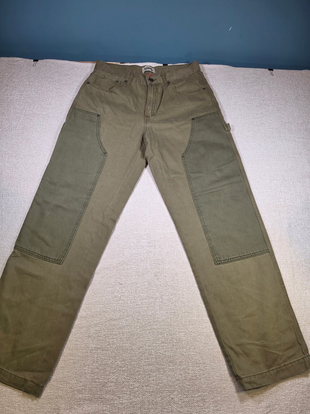 Woolrich Mens 30x32 Green Carpenter Pants Double Knee Canvas Olive Utility